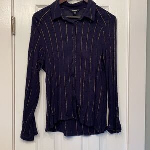 Express women’s M navy with gold pin stripe blouse